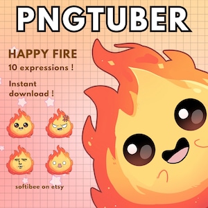 Reactive Pngtuber Fire 10x | chibi vtuber model For Twitch Vtube Streaming | Png tuber Kawaii v-tuber ready to use
