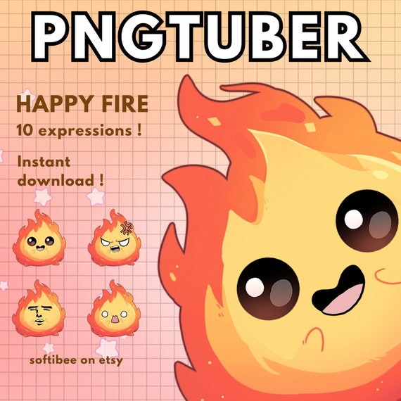 Reactive Pngtuber Fire 10x | chibi vtuber model For Twitch Vtube Streaming | Png tuber Kawaii v-tuber ready to use