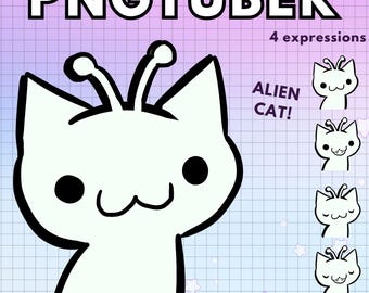 Alien Cat Pngtuber ! Reactive Pngtuber Model - Cat Png Tuber For Twitch - Cute Alien Vtuber for streaming overlay - Ready To Use