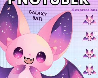 Bat Pngtuber ! x4 GALAXY V-tuber Premade Png Tuber | Black Chibi Vtuber Animal model | Halloween |  Veadotube | Twitch Voice Reactive