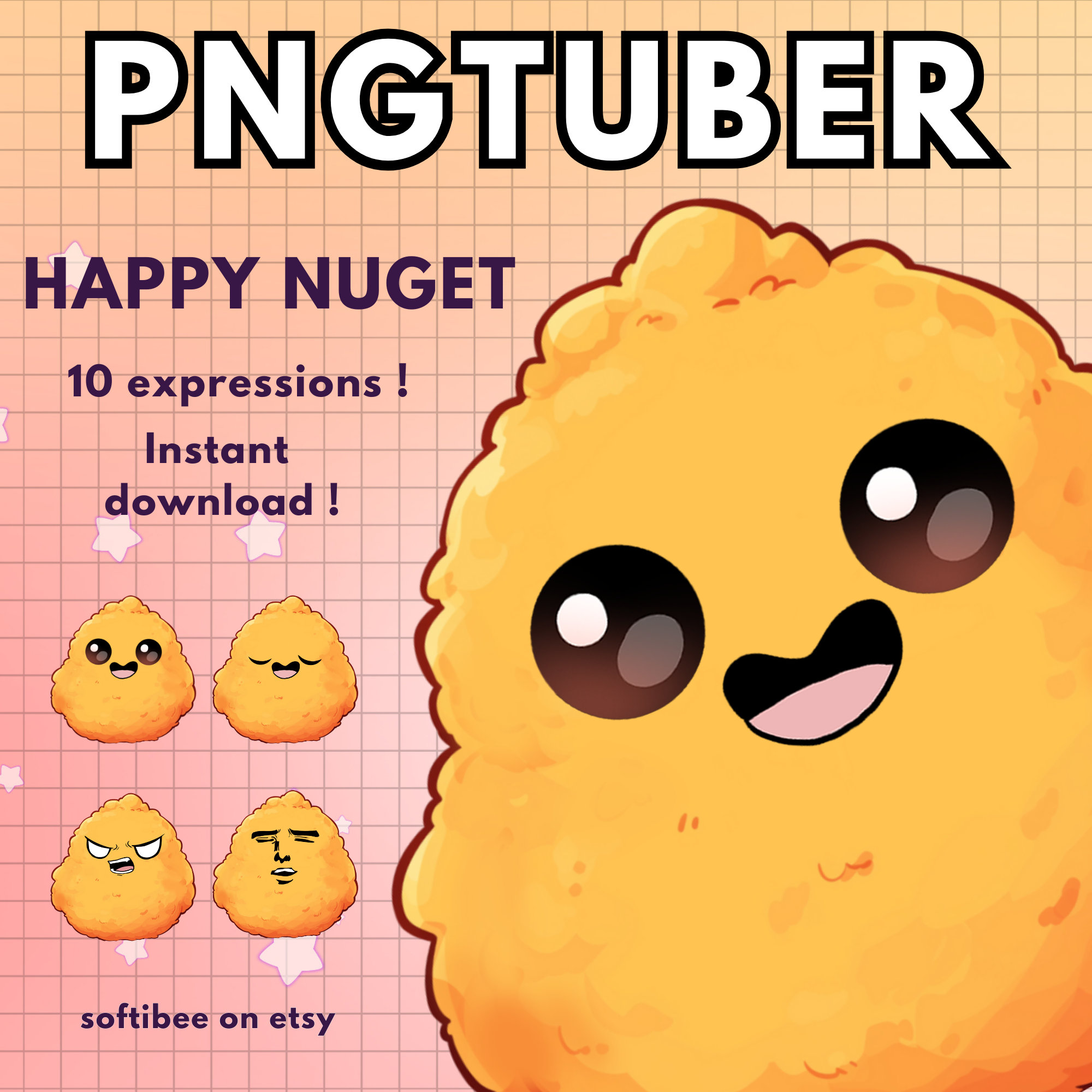 Chickenobs Pngtuber Chicken Nuget | Chibi Boy Png Tuber Premade (10 Emotions ...