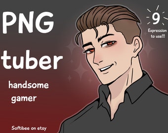 Pngtuber 既製のハンサムな vtuber 男性! 9x pngtuber 男性アバター (Twitch vtuber ストリーマー用) | vtuber 男性モデル! Discord Youtube TikTok