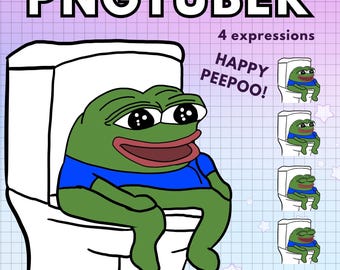 Pngtuber Frog Peepo ! 4x Funny on Toilet Png tuber premade Pepe meme edition for twitch vtubers and content creators ! Discord Youtube