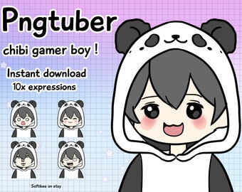 Vtuber Panda Bear Hoodie Boy ! x10 png tuber Kawaii boy anime pngtuber model male for Twitch & animal vtuber assets ! Discord Youtube Tiktok