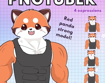 Roter Panda Pngtuber-Modus Lustig 4x Gym Bro Boy Png KnollenbaumAvatare Für Twitch Discord Youtube Piercing Tier Vtuber Modell Männlich Vorgefertigt