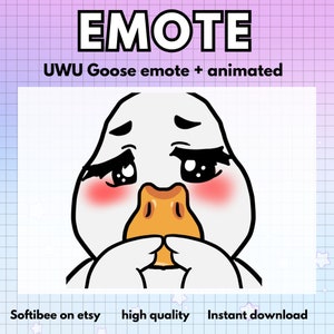 Uwu geanimeerde emote gans kawaii! Geanimeerde Twitch Goose-emotes enkele schattige geanimeerde chibi-emote - voor Twitch Discord YouTube-gaming