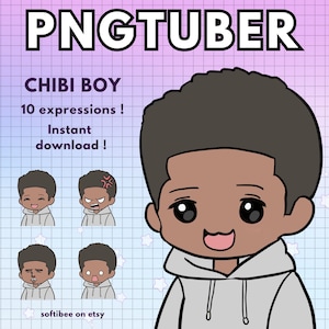 Dark skin Pngtuber Male Model ! 10x Png tuber Boy Dark skin Vtuber avatars for Streaming on Twitch & Youtube | Veadotube Reactive