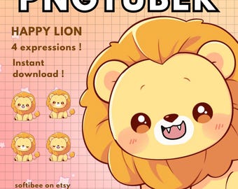 Pngtuber Lion ! x 4 Chibi Lion Png Tuber Kawaii Vtuber Model For Twitch & Funny Pngtuber Pre made ! Discord Youtube Tiktok