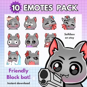 Bat Twitch Emotes 10X Bundle for streaming Cute Kawaii Spooky Ghost,  Halloween Witch Occult & vampire avatar for Youtube Discord and Tiktok
