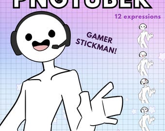 Stickman Vtuber Male Model ! 12x Stick Man Png tuber Boy Pngtuber Base Avatars for Streaming on Twitch & Youtube