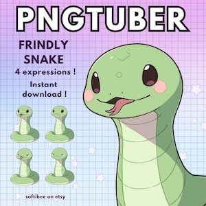 Pngtuber Snake Vtuber Model for Twitch | 4x reptile Png Tuber Reactive Discord avatars V-tuber Vtube Chibi Giftuber - INSTANT DOWNLOAD