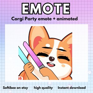 Corgi Chibi Emote Animated Cute Party | Kawaii Animal Twitch Emotes Youtube Kick Tiktok - Ready to use for Discord Emoji - Streaming