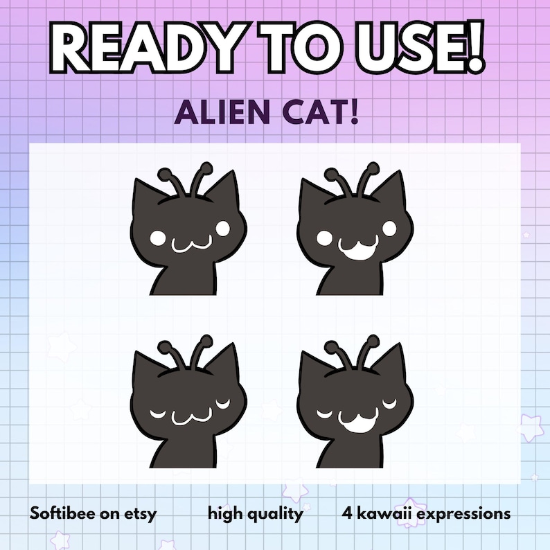 Vtuber Alien Black Cat Pngtuber Avatar ! 4x Funny Png Tuber Premade ...