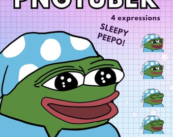 Pngtuber Frog Peepo Sleepy  ! 4x Funny onPng tuber premade Pepe meme edition for twitch vtubers and content creators !