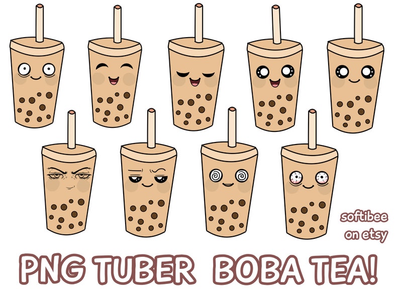 Pngtuber Premade Boba Tea 9X Kawaii Png Tuber / Vtuber Model for Twitch