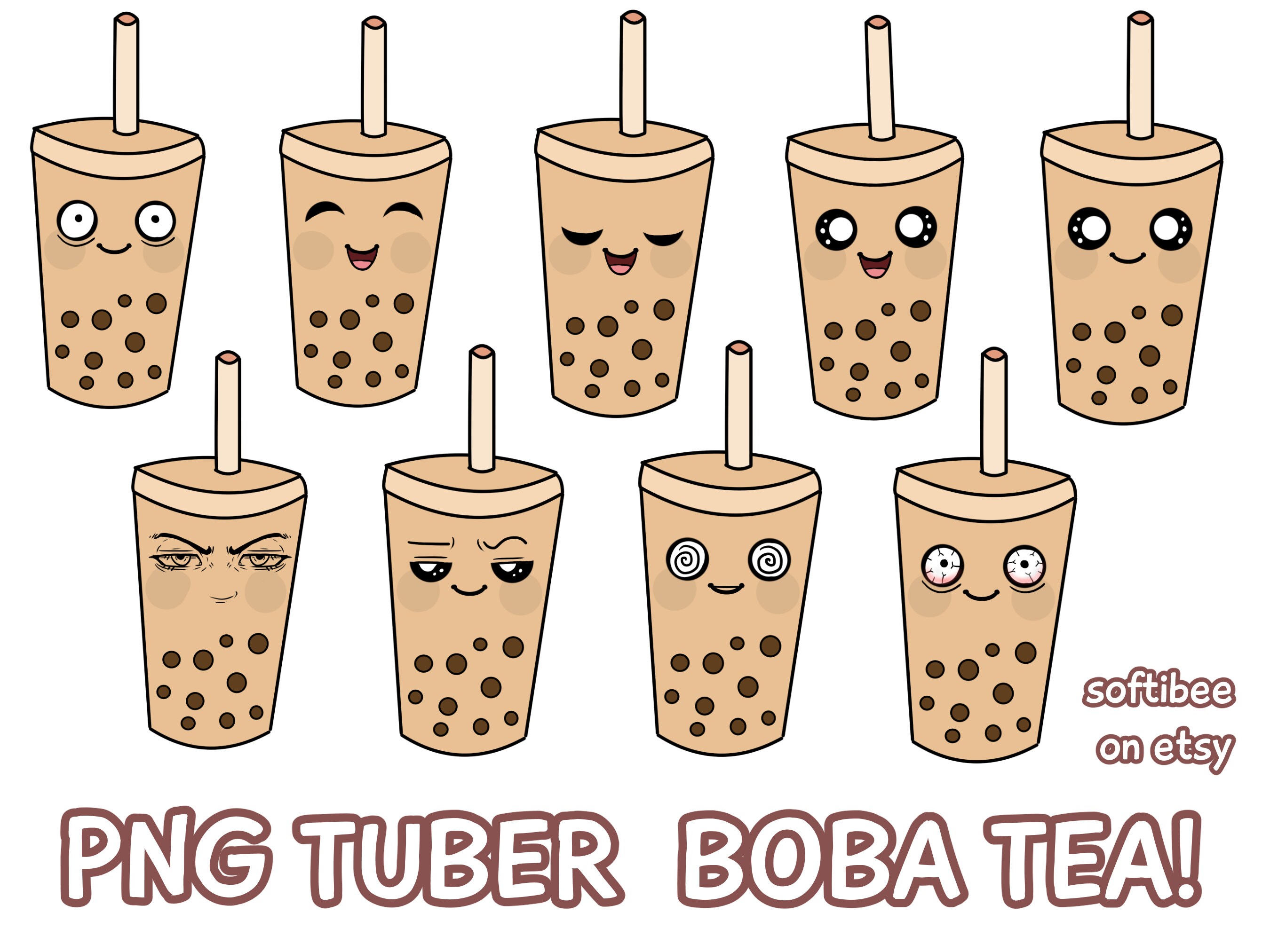 Pngtuber Premade Boba Tea 9X Kawaii Png Tuber / Vtuber Model for Twitch