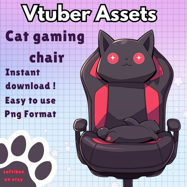 Premade Vtuber Assets Chair Cat Edition ! - Twitch Overlay Vtuber Background Male Pngtuber Assets For Streaming Ready To Use