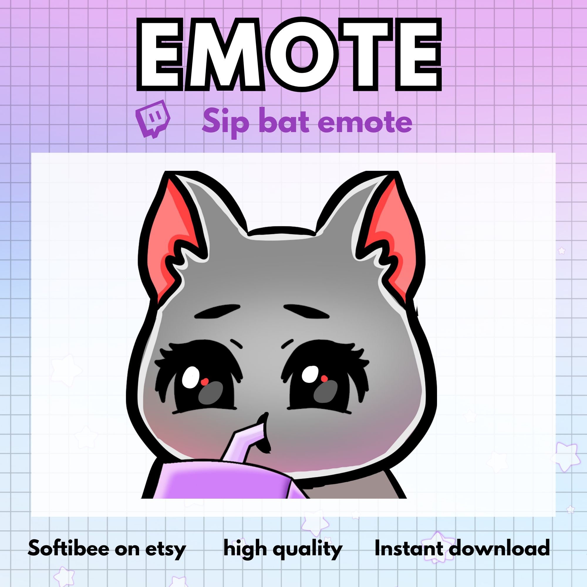 Emote Bat Twitch Sip Sassy Black Bat Single Emote for Gamers - Etsy