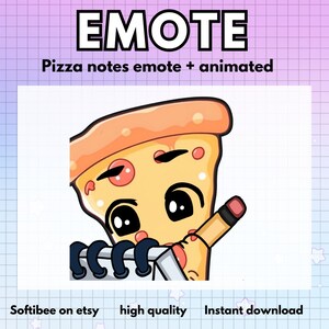 Pizza chibi emote animated cute note taking | kawaii food twitch emotes Youtube Kick Tiktok - ready to use for discord emoji - Streaming