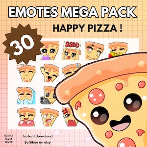 Pizza Emotes Twitch MEGA PACK ! x30 Pizza Emote Chibi Boy Anime Fodd model Halloween male for Twitch & Pngtuber Pre made !