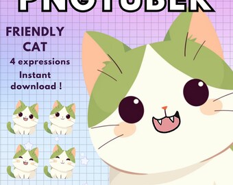 Pngtuber Gato / Png tuber Furry Chibi Vtuber modelo para Twitch Vtube Streaming / Kawaii v-tuber listo para usar