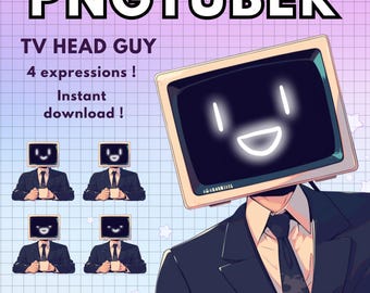 Pngtuber Robot ! x4 TV HEAD Business Suit Png Tuber Meme boy Anime Vtuber Model Male for Twitch Pre made !