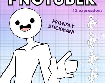Stickman Pngtuber Male Model ! 12x Vtuber Stick Man Png tuber Boy Pngtuber Base Avatars for Streaming on Twitch & Youtube