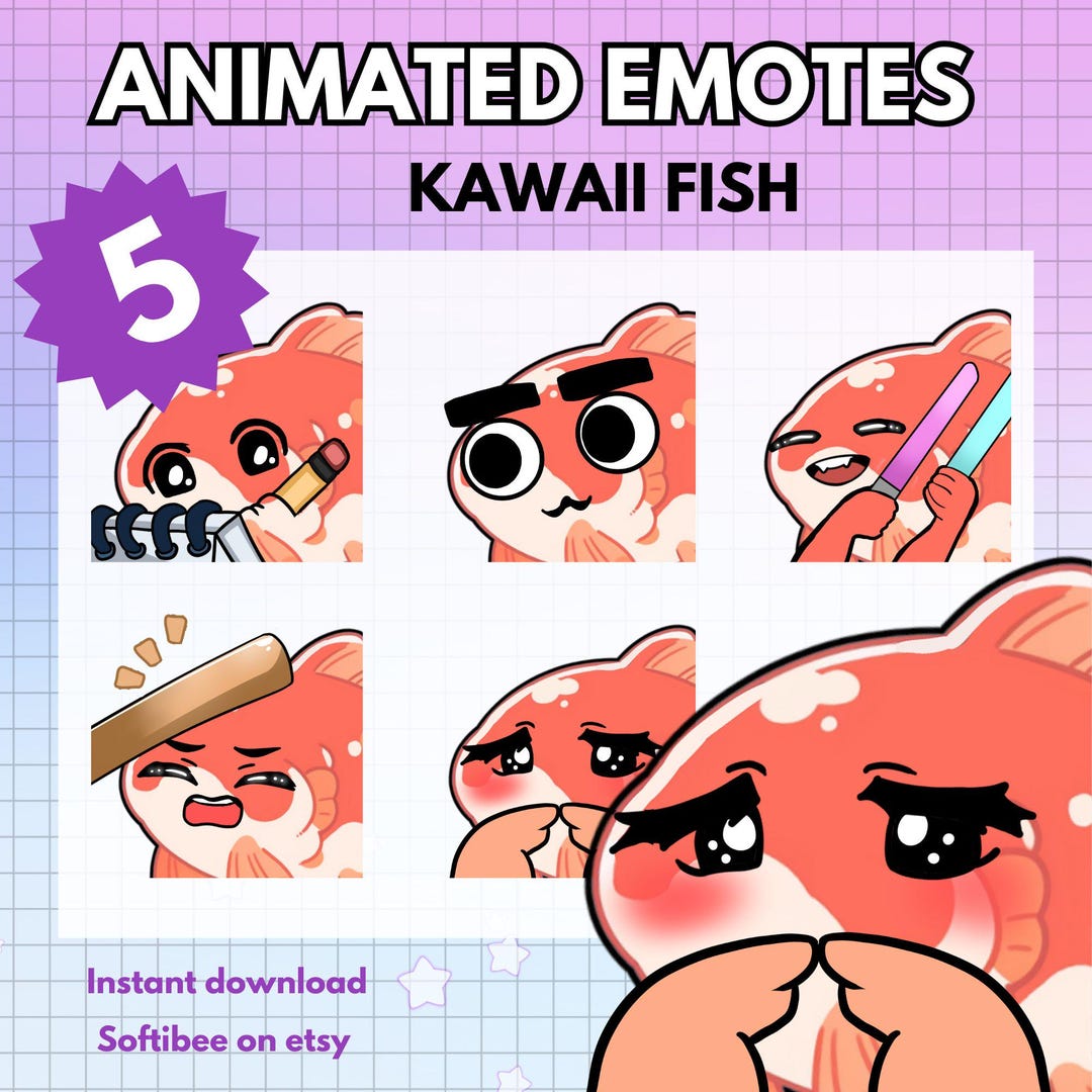 Ocean Emotes Cute Chibi Fish Animated Emote Bundle | 5 Pack Twitch & Discord Emotes ...