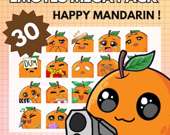 Mandarin Emotes Twitch MEGA PACK ! x30 Mandarin Emote Chibi Boy Anime Fodd model Halloween male for Twitch & Pngtuber Pre made !