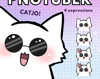 Catjo Pngtuber Cat Vtuber Avatar ! 4x Anime Premade Png Tuber  Funny Giftuber for Content Creators and Twitch Vtubers