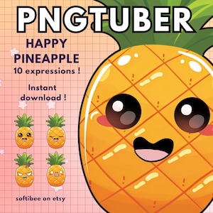 Pngtuber Pinepple 10x |  Yumy Food chibi vtuber model For Twitch & Youtube Vtube Streaming | Png tuber Kawaii v-tuber ready to use