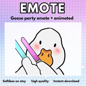 Gans chibi emote animierte süße Party | Kawaii Tier Twitch Emotes Youtube Kick Tiktok - bereit für Discord emoji zu verwenden -Sterling