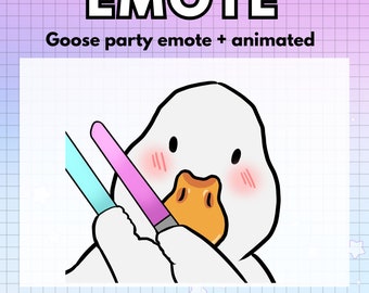 Goose chibi emote animated cute party | kawaii animal twitch emotes Youtube Kick Tiktok - ready to use for discord emoji - Streaming