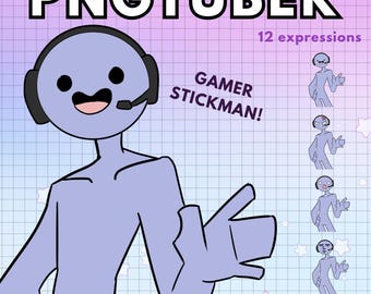 Pngtuber Stickman Male Model ! 12x Vtuber Stick Man Blue Png tuber Boy  Base Avatars for Streaming on Twitch & Youtube Reactive