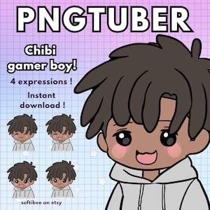 Pngtuber Male Model ! 4x Dark Skin Png tuber Boy Dark Pngtuber Dreadlocks Grey Hoodie Avatars for Twitch Reactive Veadotube Streaming