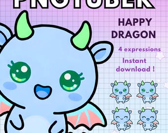 Dragon Pngtuber Chibi gamer ! 4x Dragon Pre-made Vtuber Male Model Avatars for Twitch & Reactive Discord Vtube a Youtube | Animal PNG Tuber