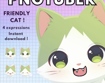 ¡Gato Vtuber de Pngtuber! x4 Gato PNG tuber chibi Gato peludo Vtuber Modelo para Twitch y Pngtuber divertido ¡Pre-creado! Discord Youtube Tiktok