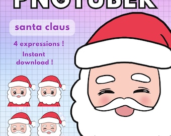 Pngtuber Santa claus ! x4 png tuber chibi santa holiday xmas vtuber model male for twitch & pngtuber pre made giftuber ! Discord Youtube