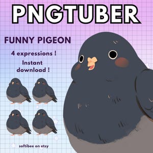 Paloma Pngtuber Twitch Bird Vtuber Modelo para transmisión / 4x PNG Tuber Avatar reactivo de Discord / V-tuber Vtube Chibi Giftuber