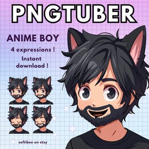 Pngtuber male ! x4 png tuber boy anime with black hair vtuber model male for twitch & pngtuber pre made ! Discord Youtube Tiktok