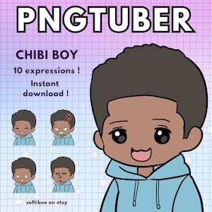 Dark skin Pngtuber Male Model ! 10x Png tuber Boy Dark skin Vtuber avatars for Streaming on Twitch & Youtube | Veadotube Reactive