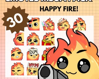 Feuer Emotes Twitch MEGA PACK ! x30 Emote Chibi Boy Anime Feuer Modell männlich für twitch & Pngtuber Pre made ! Discord Youtube Tiktok