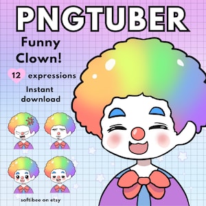 clown pngtuber ! 12X png tuber kawaii chibi voice reactive vtuber avatars for twitch game streamers | Veadotube | Discord | Twitch