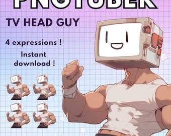 Pngtuber male TV HEAD ! x4 Gym edition Png Tuber Meme boy Anime Vtuber Model Male for Twitch & Pngtuber Pre made ! Discord Youtube