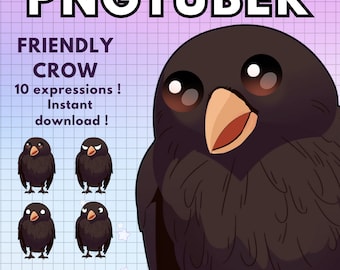 Crow Pngtuber  ! x10 V-tuber Premade Png Tuber | Black Vtuber model | Halloween | Veadotube | Discord | Twitch Voice Reactive