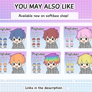 pngtuber males with colorful hair, 4x desings ready to use, pngtuber male chibi kawaii anime avatars for twitch streamer, discord tiktok , youtube and veadotube
- digital download.