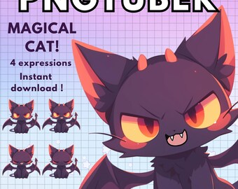 Cat Pngtuber model Avatar ! 4x Magical Vtuber Cat Png Tuber Premade Giftuber edition for Twitch Vtubers and Content Creators Discord Youtube
