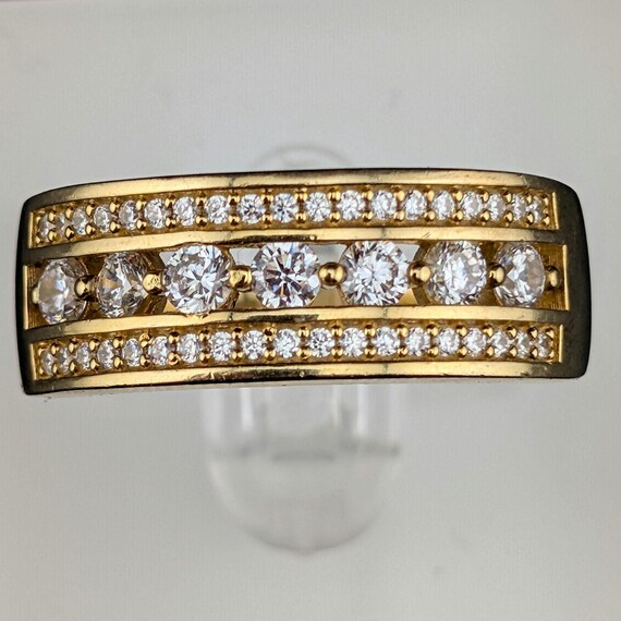 Toller Statement Ring 925 Silber Sterling ca. Gr. 66 / 67 vergoldet mit Zirkonia. Goldfarben, mit klaren Steinen. View 3