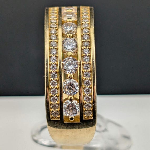 Toller Statement Ring 925 Silber Sterling ca. Gr. 66 / 67 vergoldet mit Zirkonia. Goldfarben, mit klaren Steinen. View 2