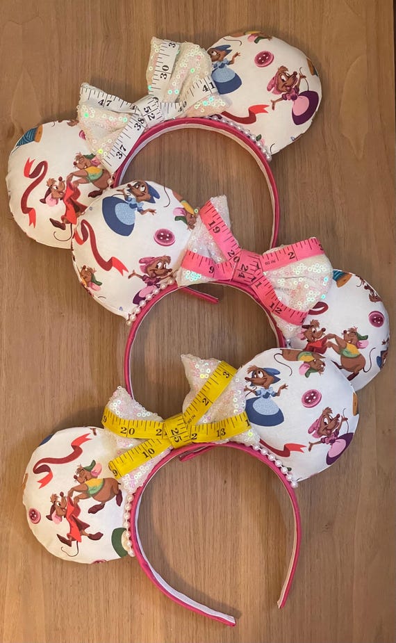 Custom Cinderella Jaq And Gus Rhinestoned Repurposed Mouse Ears Cinderella Gus Gus Jaq Mice Inspired Mouse Ears Headband  main image 2
